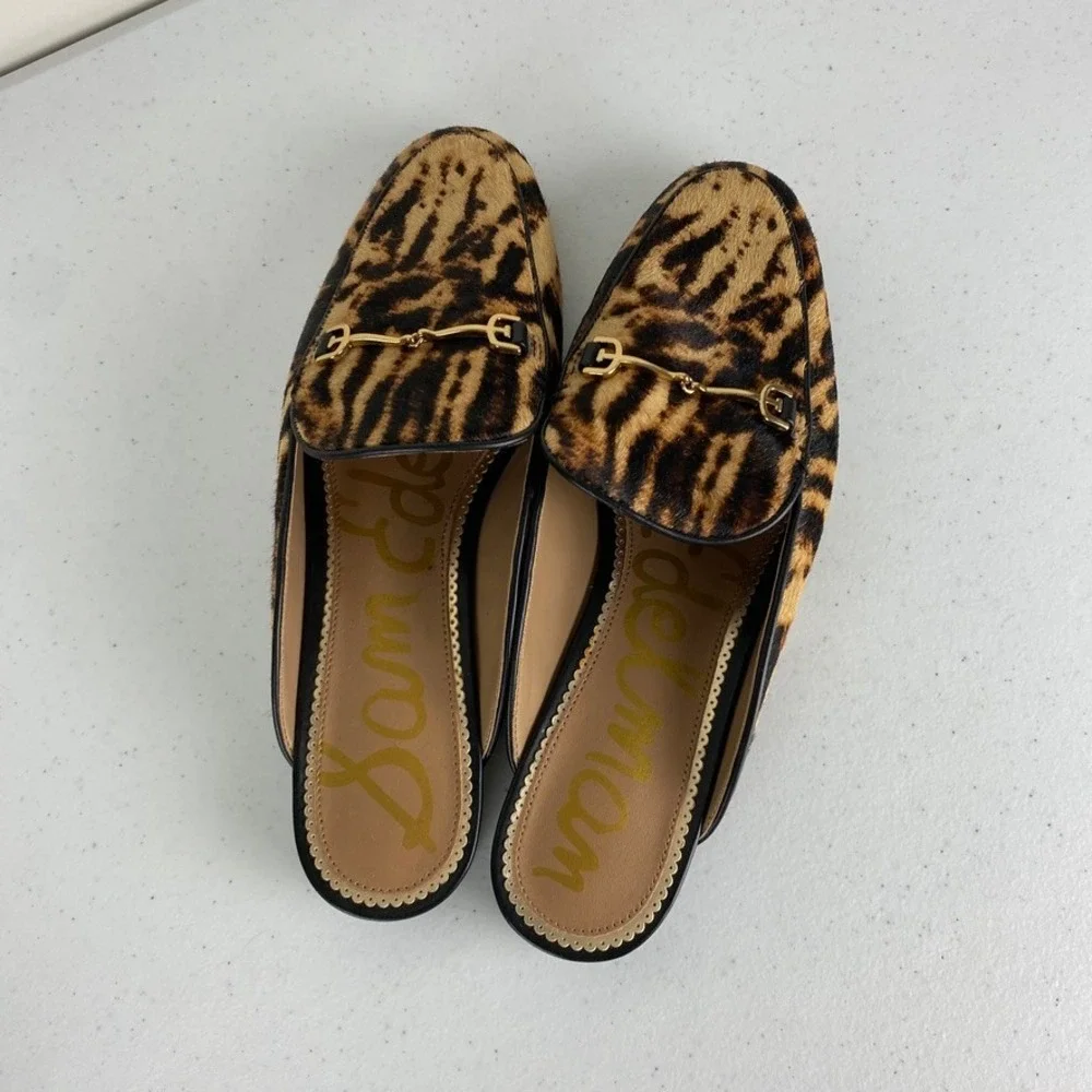 Sam Edelman Linnie Mule Womens 8 Animal Print Calf Hair Horsebit Slide Slip On - Picture 4 of 7